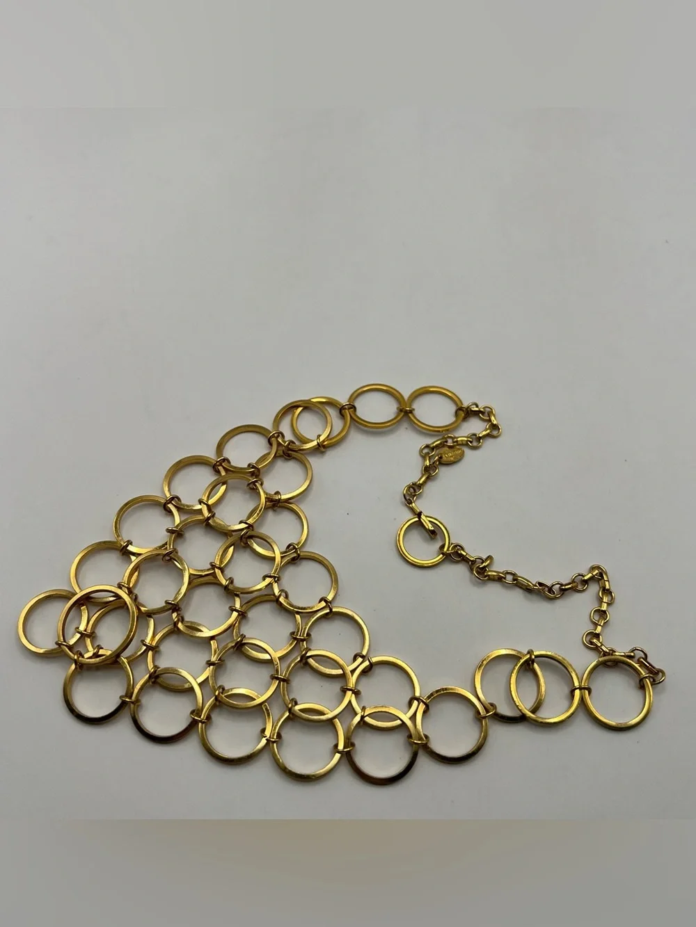 Vintage Vendome Gold Tone Rings Bib Collar Statement Necklace